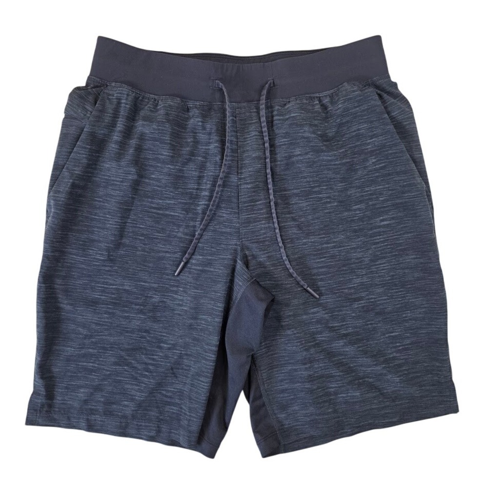 Lululemon Men's M T.H.E. Shorts Navy Blue Space Dye Lined 9" Workout Gym LM7ALAS
